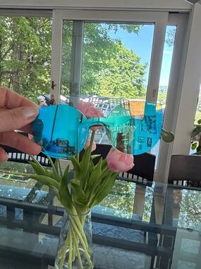 RetroSuperFuture Rimless Teal Blue Mirrored Sunglasses